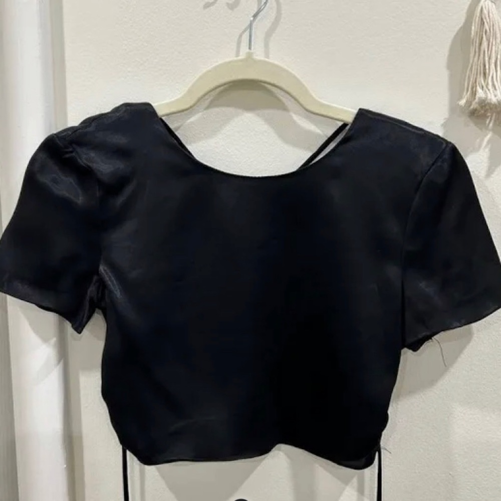 Zara Satin Crop Top with Open Back